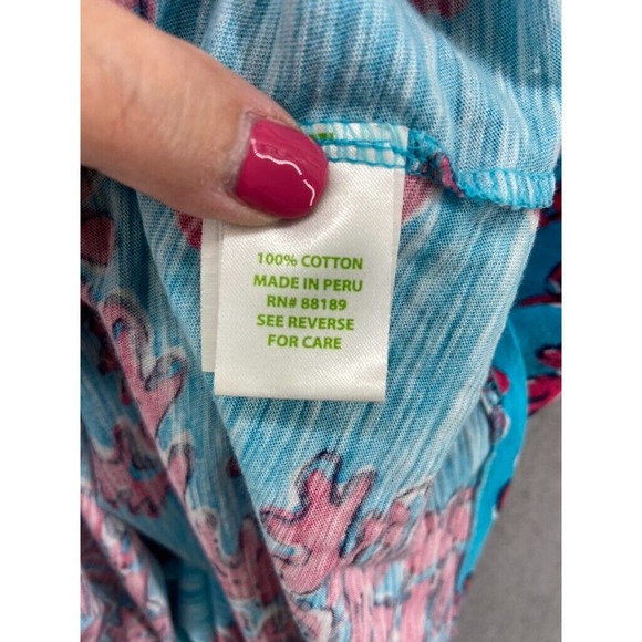 Lilly Pulitzer Dress Women’s XSmall‎ Blue Red Lace Trim 100% Cotton Short Summer - Picture 9 of 11